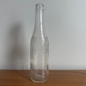 Vintage Pepsi Cola Glass Bottle Embossed Logo Pat Applied For Collectible